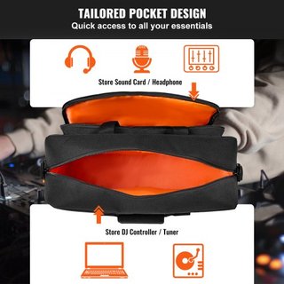 Bolsa de transporte acolchada para mezclador DJ, tela Oxford 1200D, bolsa de transporte para equipo DJ con un bolsillo de almacenamiento, correa de hombro removible de 4.92 pies, acolchado de 0.39...