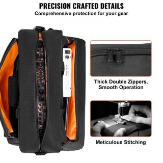 Bolsa de transporte acolchada para mezclador DJ, tela Oxford 1200D, bolsa de transporte para equipo DJ con un bolsillo de almacenamiento, correa de hombro removible de 4.92 pies, acolchado de 0.39...