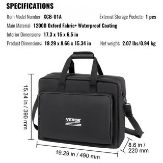 Bolsa de transporte acolchada para mezclador DJ, tela Oxford 1200D, bolsa de transporte para equipo DJ con un bolsillo de almacenamiento, correa de hombro removible de 4.92 pies, acolchado de 0.39...