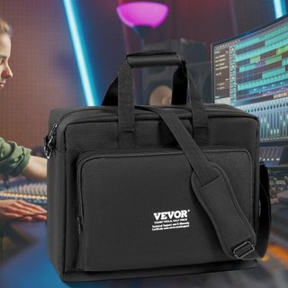 Bolsa de transporte acolchada para mezclador DJ, tela Oxford 1200D, bolsa de transporte para equipo DJ con un bolsillo de almacenamiento, correa de hombro removible de 4.92 pies, acolchado de 0.39...
