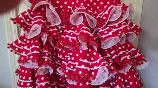 Traje Flamenca Talla 42 Rojo Lunares vestido feria