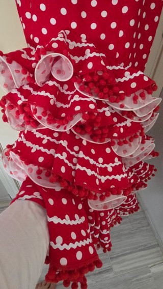 Traje Flamenca Talla 42 Rojo Lunares vestido feria