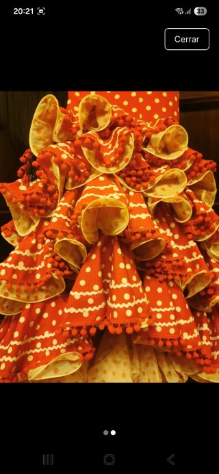 Traje Flamenca Talla 42 Rojo Lunares vestido feria