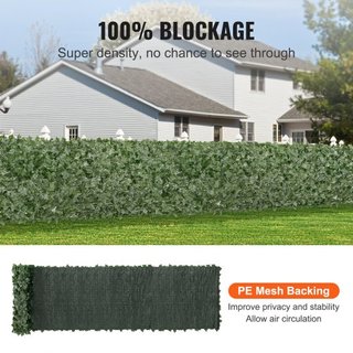 Valla de Privacidad de Hiedra, Pantalla de Pared Verde Artificial de 1 x 5m, Valla de Hiedra Verde con Respaldo de Tela de Malla y Junta Reforzada, Decoración de Hojas de Hiedra Falsa para Jardín ...