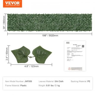 Valla de Privacidad de Hiedra, Pantalla de Pared Verde Artificial de 1 x 5m, Valla de Hiedra Verde con Respaldo de Tela de Malla y Junta Reforzada, Decoración de Hojas de Hiedra Falsa para Jardín ...