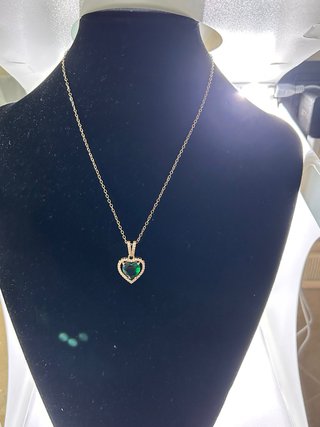 Collana cuore donna oro e verde