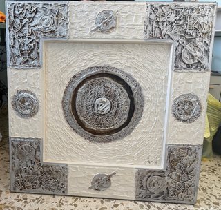 Cuadro Decorativo Beige y Plata