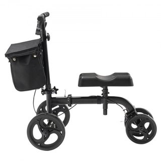 Scooter de Rodilla Plegable, Andador de Rodilla Direccionable de Acero al Carbono con Manillar y Almohadilla de Rodilla Ajustables en Altura, Ruedas Sólidas para Todo Terreno, Doble Freno, Scooter...