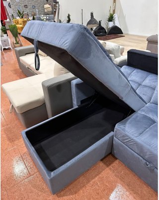 Sofá Chaise Longue Acolchado Gris