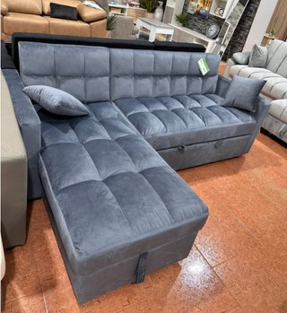 Sofá Chaise Longue Acolchado Gris