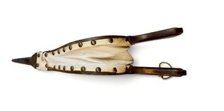 Antico soffietto da camino in legno