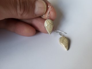 Pendientes Plata Ley 925 Craquelados Beige Únicos