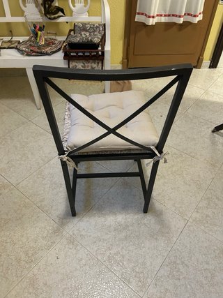 4 Sillas de metal y mimbre beige/marrón