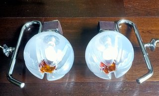 2 Applique Mazzega Murano Cristal Soffiato Anni '70