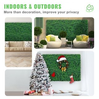 12pcs Paneles de Caja de Hiedra Artificial UV Paneles de Pared de Hiedra Artificial Fondo de Césped Artificial 24X16" 4cm Pared de Césped Verde Muro Falso para Decoración Cerca de Privacidad Inter...