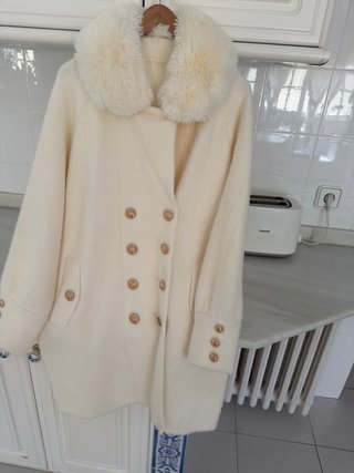 Abrigo de Alpaca color crema
