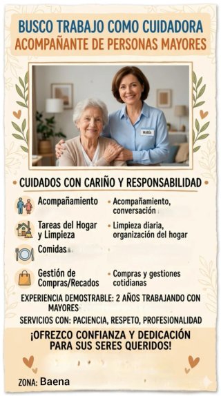Busco trabajo como acompañante de personas mayores