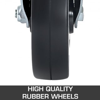 4 Pack 5"/12.7 cm Ruedas Giratorias de Goma de Alta Resistencia para Andamios con Doble Bloqueo y Eje Cuadrado de 1.25" (3.2 cm) Capacidad de 440LBS/199.6 kg por Rueda