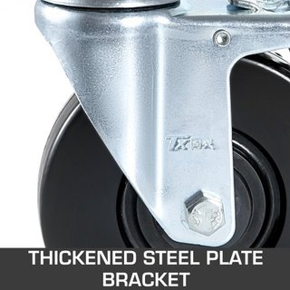4 Pack 5"/12.7 cm Ruedas Giratorias de Goma de Alta Resistencia para Andamios con Doble Bloqueo y Eje Cuadrado de 1.25" (3.2 cm) Capacidad de 440LBS/199.6 kg por Rueda
