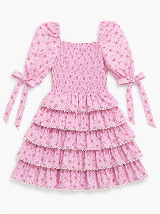 Vestido rosa floral verano en T.XS NUEVO + ETIQ