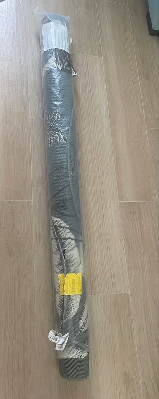 Alfombra Redonda Diseño Hojas Gris y Blanco
