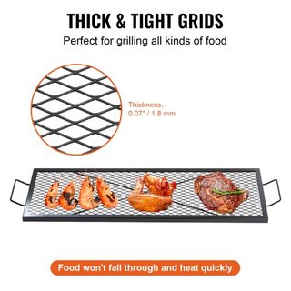Rejilla para Parrilla de Fuego X-Marks, Rejilla de Cocción Rectangular, Rejilla de Parrilla de BBQ de Acero de Alta Resistencia con Mango y Soporte en X, Utensilios de Cocina Portátiles para Acamp...