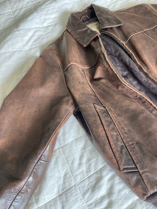 Chaqueta de piel marrón para hombre