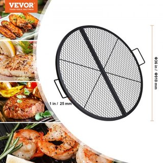 X-Marks Parrilla de Fuego, Parrilla de Cocina Redonda Plegable, Rejilla de Barbacoa de Acero de Alta Resistencia con Mango y Soporte en X, Utensilios de Camping Portátiles para Fiesta al Aire Libr...
