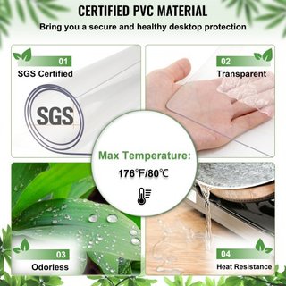 Telo da tavolo in plastica spesso 84x 42 pollici Protezione tavolo in PVC trasparente Tovaglia Protezione superficie da 1,5 mm Telo da tavolo con cuscinetti rettangolari per tavolo da pranzo e scrivania