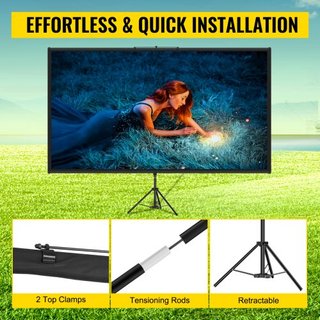 Pantalla de Proyector Tripode con Soporte de 80 pulgadas 16:9 Pantalla de Proyección 4K HD Soporte Sin Arrugas Altura Ajustable Pantalla Portátil para Proyector Interior y Exterior para Películas,...