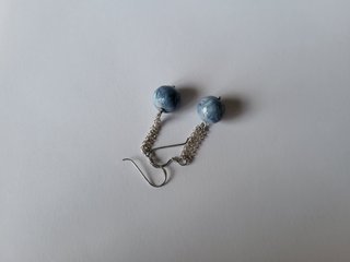 Pendientes plata con cuentas Azules y Rosas NUEVOS