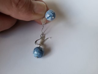 Pendientes plata con cuentas Azules y Rosas NUEVOS