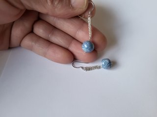 Pendientes plata con cuentas Azules y Rosas NUEVOS