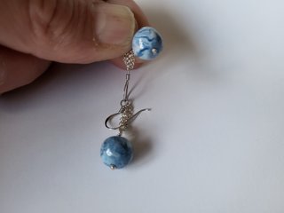 Pendientes plata con cuentas Azules y Rosas NUEVOS