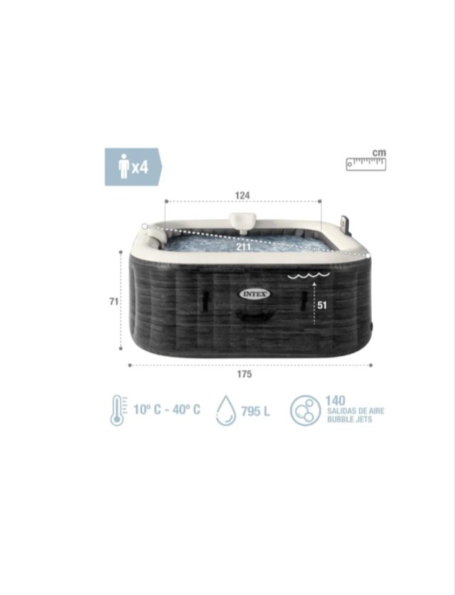 SPA Hinchable Exterior de 4 Personas 175x175x71cm