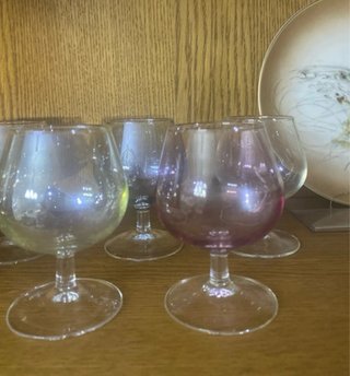 Juego 6 copas coñac colores vintage cristal
