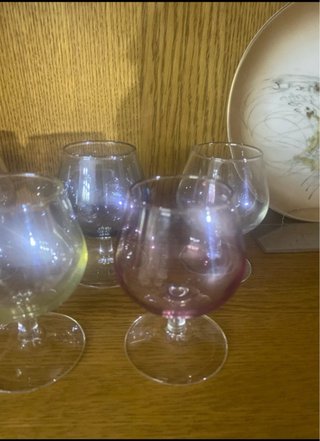 Juego 6 copas coñac colores vintage cristal