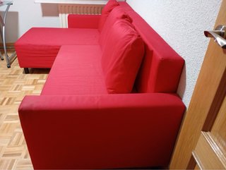 Sofá Cama Chaise Longue con Arcón Rojo