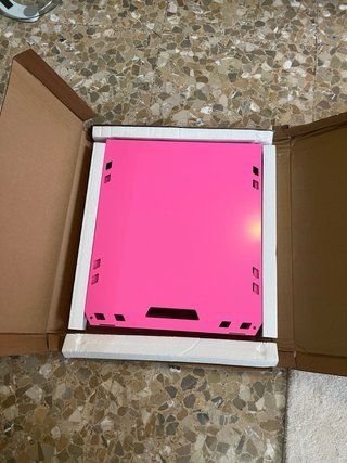 Mesa plegable hidráulica rosa, nueva