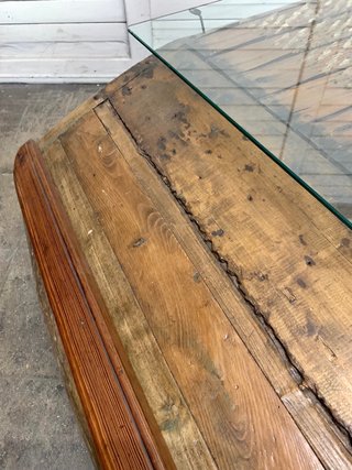 Mesa de centro rústica Trillo madera y cristal