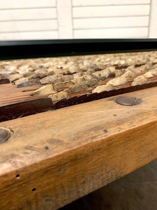 Mesa de centro rústica Trillo madera y cristal