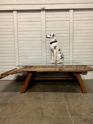 Mesa de centro rústica Trillo madera y cristal