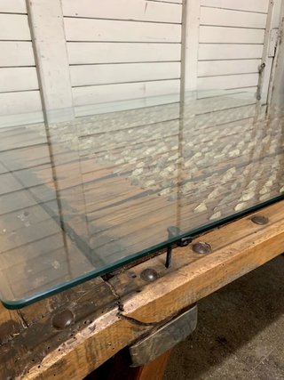 Mesa de centro rústica Trillo madera y cristal