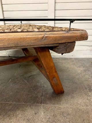Mesa de centro rústica Trillo madera y cristal