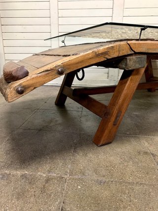 Mesa de centro rústica Trillo madera y cristal