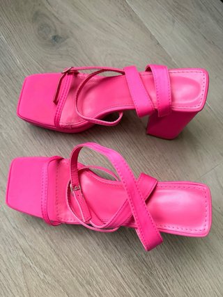 Tacones Rosa Plataforma Cuadrados