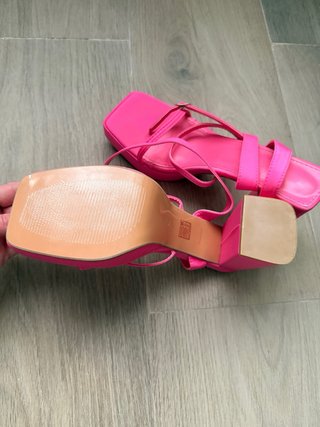 Tacones Rosa Plataforma Cuadrados