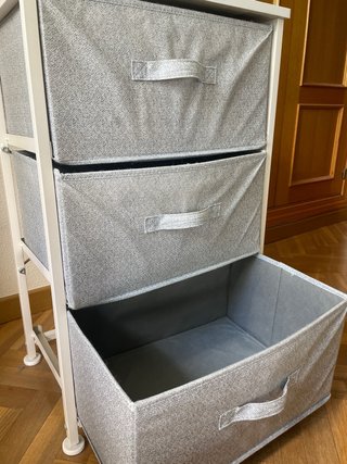 Cajonera piccola in tessuto e metallo