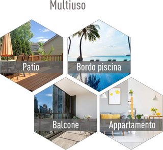 Set di 4 sedie pieghevoli da esterno in acciaio e Textilene per giardino, terrazzo o veranda, grigio, 58 x 64 x 94 cm