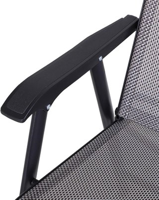 Set di 4 sedie pieghevoli da esterno in acciaio e Textilene per giardino, terrazzo o veranda, grigio, 58 x 64 x 94 cm